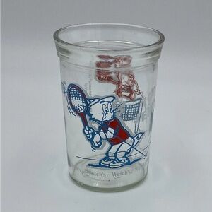 WELCH'S TOM & JERRY JELLY JAM JAR GLASS 1991 Playing Tennis 4”